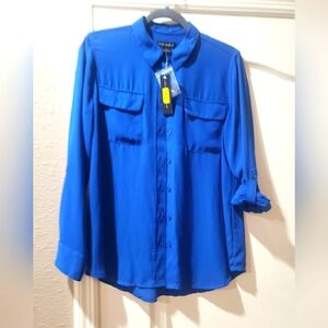 Vibrant Blue Button-Up Shirt